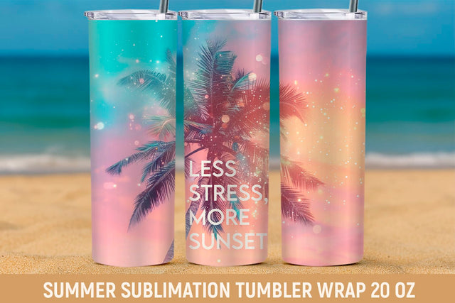 Pastel Palm Trees – 20 oz Tumbler Wrap PNG for Sublimation Sublimation KMarinaDesign 