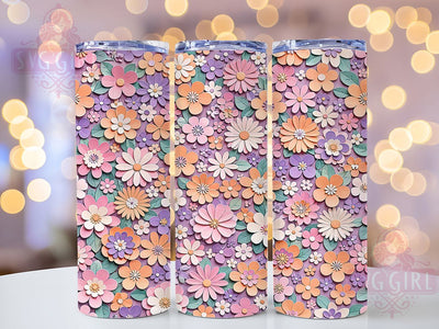 Pastel Paper Cut Floral 20oz Tumbler, Pastel Floral Motif, Paper Cut Design, Elegant Theme, Soft Accent, Artistic Charm, Sublimation Wrap, 20oz Tumbler Sublimation SvggirlplusArt 