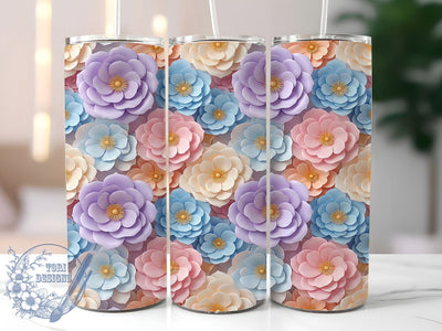 Pastel Paper Flowers 20oz Tumbler, Pastel Paper Flowers, Pastel Flowers, Paper Flowers, Floral Tumbler, Pastel Tumbler, Paper Flowers PNG, 20oz Tumbler Wrap Sublimation ToriDesigns 