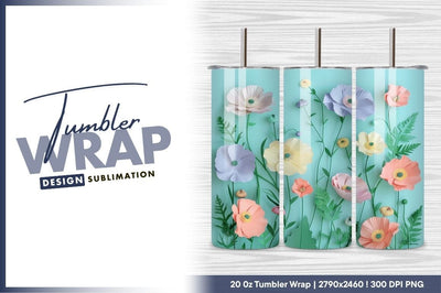 Pastel Paper Flowers On Light Blue Background Sublimation Regulrcrative 