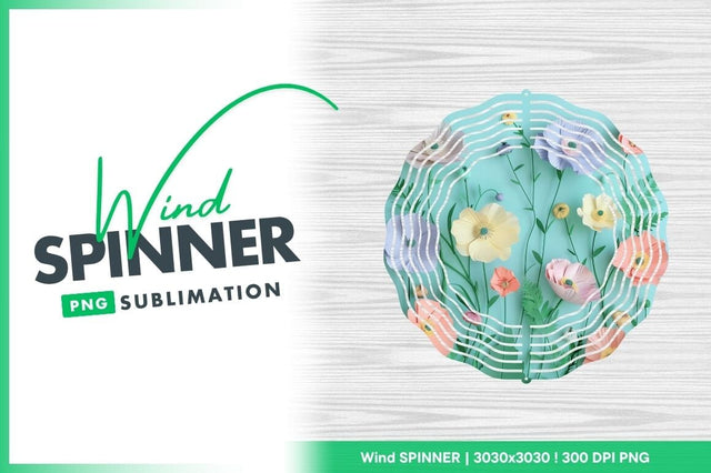Pastel Paper Flowers Wind Spinner On Round Png Sublimation Regulrcrative 