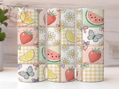 Pastel Patchwork Quilt 20oz Tumbler, Pastel Theme, Patchwork Quilt, Cozy Style, Vintage Motif, Rustic Design, Skinny Tumbler, Sublimation PNG Sublimation Lara' s Designs 