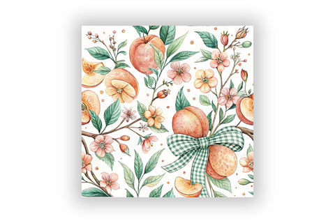 Pastel Peach Gingham Digital Paper, Seamless Watercolor Fruit Pattern Pack, Printable Scrapbook Paper, Wedding Summer Design Bundle Digital Pattern FloridPrintables 