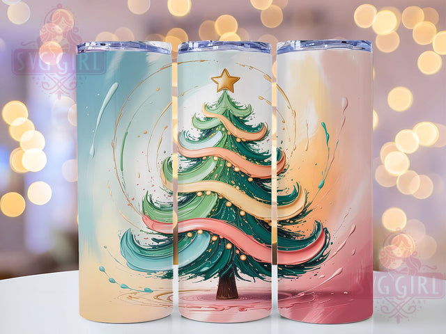 Pastel Pink Christmas Tree Tumbler, Festive Holiday Design, Elegant Christmas Art, Cute Pastel Graphic, Chic Holiday Pattern, 20oz Tumbler, Sublimation Design Sublimation SvggirlplusArt 