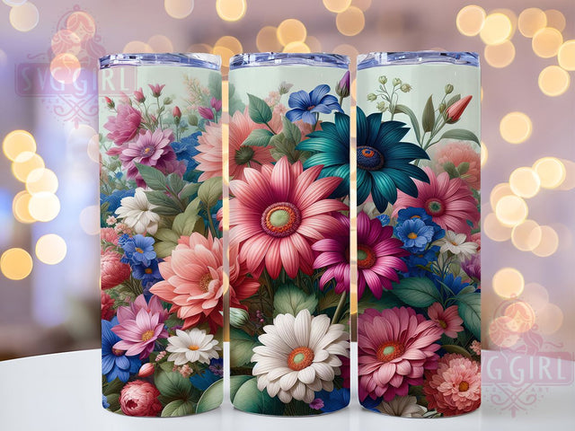 Pastel Pink Daisy Floral Tumbler, Daisy Floral Pattern, Soft Pink Flower Design, 20Oz Sublimation Wrap, Pastel Daisy Art, Seamless Floral Texture, Tumbler Sublimation Sublimation SvggirlplusArt 