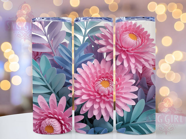 Pastel Pink Daisy Floral Tumbler, Daisy Floral Pattern, Soft Pink Flower Design, 20Oz Sublimation Wrap, Pastel Daisy Art, Seamless Floral Texture, Tumbler Sublimation Sublimation SvggirlplusArt 