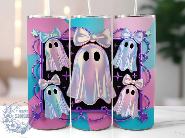 Pastel Pink Ghost Halloween Tumbler, Cute Boo Ghost Wrap, Coquette Tumbler Design, 20Oz Sublimation Wrap, Pink Halloween Tumbler, Girly Ghost Cup, Pastel Spooky Drinkware Sublimation ToriDesigns 