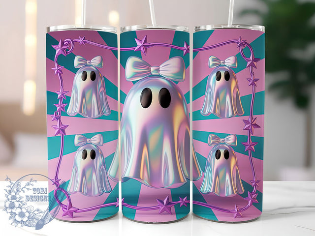 Pastel Pink Ghost Halloween Tumbler, Cute Boo Ghost Wrap, Coquette Tumbler Design, 20Oz Sublimation Wrap, Pink Halloween Tumbler, Girly Ghost Cup, Pastel Spooky Drinkware Sublimation ToriDesigns 