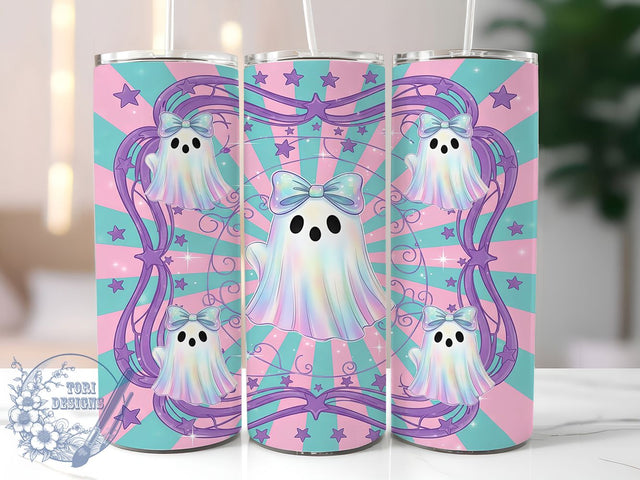 Pastel Pink Ghost Halloween Tumbler, Cute Boo Ghost Wrap, Coquette Tumbler Design, 20Oz Sublimation Wrap, Pink Halloween Tumbler, Girly Ghost Cup, Pastel Spooky Drinkware Sublimation ToriDesigns 
