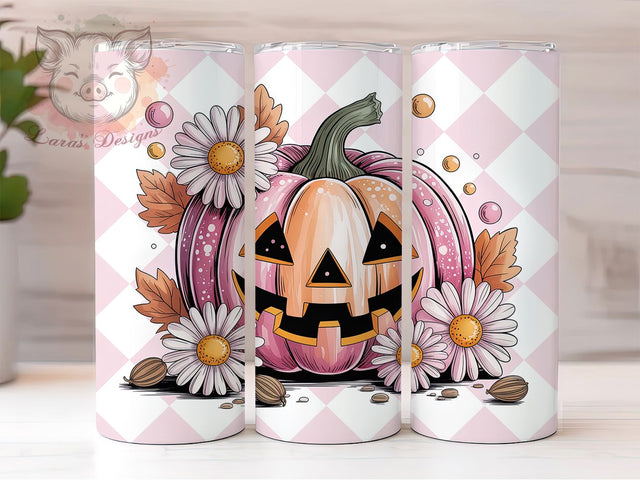 Pastel Pink Girly Halloween Tumbler Wrap, Cute Spooky Tumbler Png, 20oz Skinny Tumbler, Pastel Goth Tumbler, Girly Halloween Png, Sublimation Design Download, Pink Pumpkin Tumbler Sublimation Lara' s Designs 