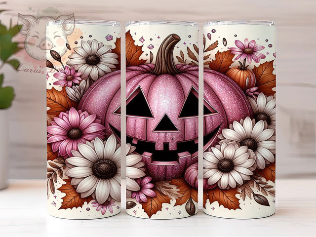 Pastel Pink Girly Halloween Tumbler Wrap, Cute Spooky Tumbler Png, 20oz Skinny Tumbler, Pastel Goth Tumbler, Girly Halloween Png, Sublimation Design Download, Pink Pumpkin Tumbler Sublimation Lara' s Designs 
