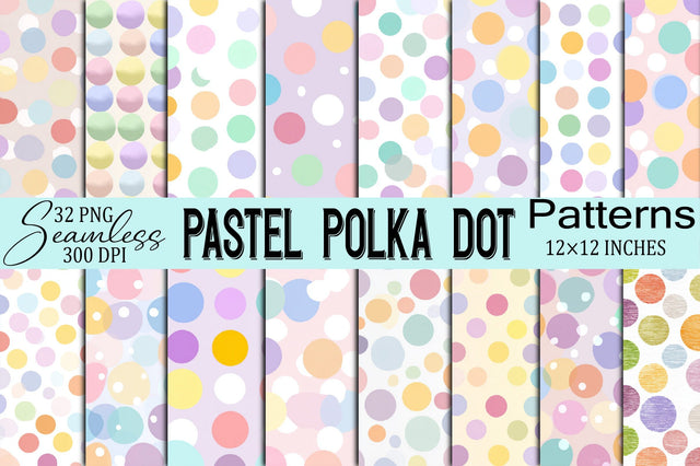 Pastel Polka Dot Seamless Patterns Digital Pattern SVGArt 