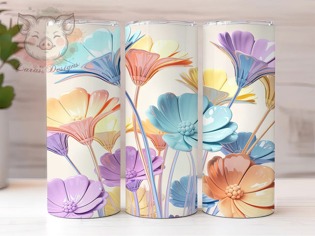 Pastel Pressed Floral Tumbler, Pastel Floral, Floral Tumbler, Flower Wrap, Pastel Tumbler Design, Botanical Sublimation, Aesthetic Floral Sublimation Lara' s Designs 