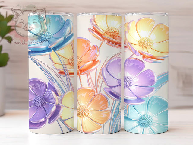 Pastel Pressed Floral Tumbler, Pastel Floral, Floral Tumbler, Flower Wrap, Pastel Tumbler Design, Botanical Sublimation, Aesthetic Floral Sublimation Lara' s Designs 