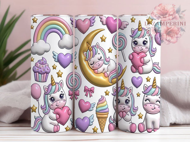Pastel Puffy Unicorn 20oz Tumbler, Pastel Unicorn, Puffy Unicorn, Unicorn Tumbler, 20oz Tumbler, Pastel Tumbler, Cute Unicorn, Tumbler Wrap Sublimation Li Zamperini 