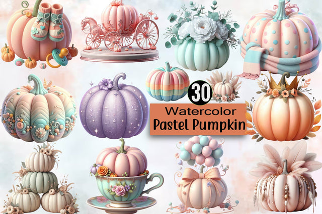Pastel Pumpkin Sublimation Clipart Bundle Sublimation SVGArt 