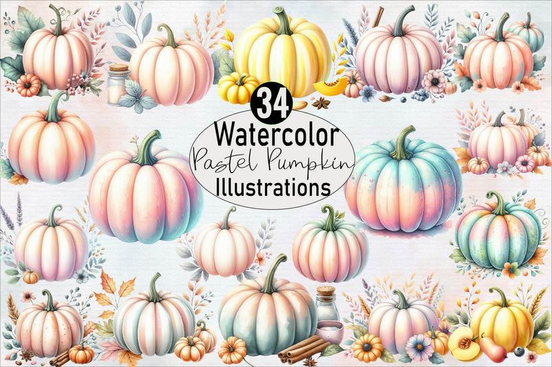 Pastel Pumpkin Sublimation Clipart Bundle Sublimation SVGArt 