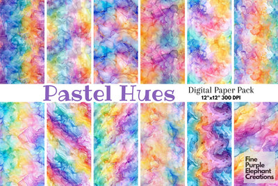 Pastel Rainbow Alcohol Ink Digital Paper - Pride LGBTQ Sublimation Digital Pattern Fine Purple Elephant Creations 