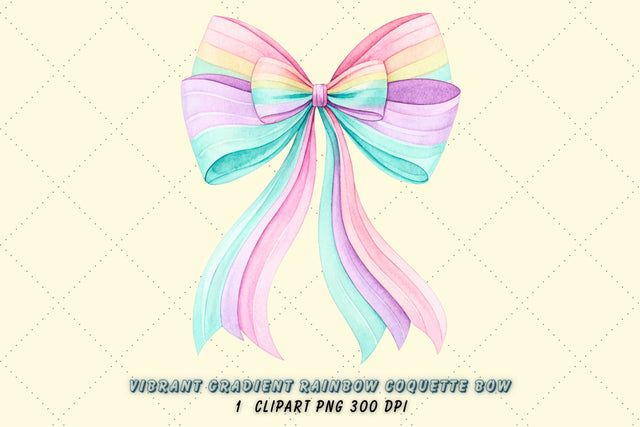 Pastel Rainbow Coquette Bow Clipart, pastel rainbow bow, soft coquette bow, elegant bow design, rainbow clipart art, digital bow design, sublimation bow clipart Sublimation FloridPrintables 