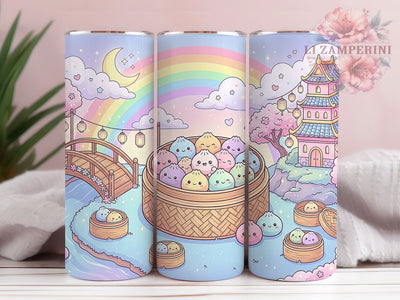Pastel Rainbow Kawaii Dumplings 20oz Tumbler, Pastel Rainbow Kawaii Dumplings, 20oz Tumbler Wrap, Sublimation Design, Cute Dumpling PNG, Pastel Rainbow Tumbler Wrap, Kawaii Food Tumbler Design Sublimation Li Zamperini 