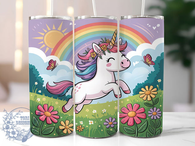 Pastel Rainbow Unicorn Tumbler, Cute Magical Wrap, Pastel Fantasy Design, Sublimation Cup, 20oz Skinny Tumbler, Whimsical Drinkware, Kawaii Style Sublimation ToriDesigns 