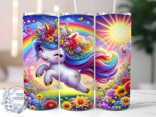 Pastel Rainbow Unicorn Tumbler, Cute Magical Wrap, Pastel Fantasy Design, Sublimation Cup, 20oz Skinny Tumbler, Whimsical Drinkware, Kawaii Style Sublimation ToriDesigns 