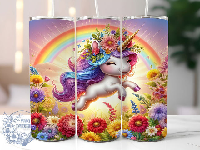 Pastel Rainbow Unicorn Tumbler, Cute Magical Wrap, Pastel Fantasy Design, Sublimation Cup, 20oz Skinny Tumbler, Whimsical Drinkware, Kawaii Style Sublimation ToriDesigns 