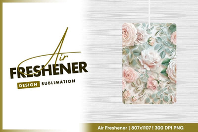 Pastel Rose Floral Arrangement with Green Leaves and Buds on White Background Sublimation Regulrcrative 