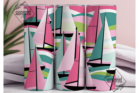 Pastel Sailboat Tumbler Wrap Sublimation sassyprint 