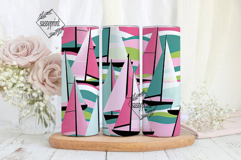 Pastel Sailboat Tumbler Wrap Sublimation sassyprint 