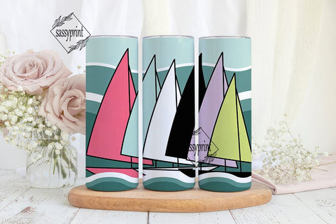 Pastel Sailboat Tumbler Wrap Sublimation sassyprint 