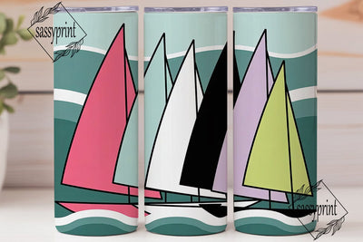 Pastel Sailboat Tumbler Wrap Sublimation sassyprint 