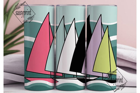 Pastel Sailboat Tumbler Wrap Sublimation sassyprint 