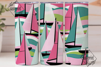 Pastel Sailboat Tumbler Wrap Sublimation sassyprint 