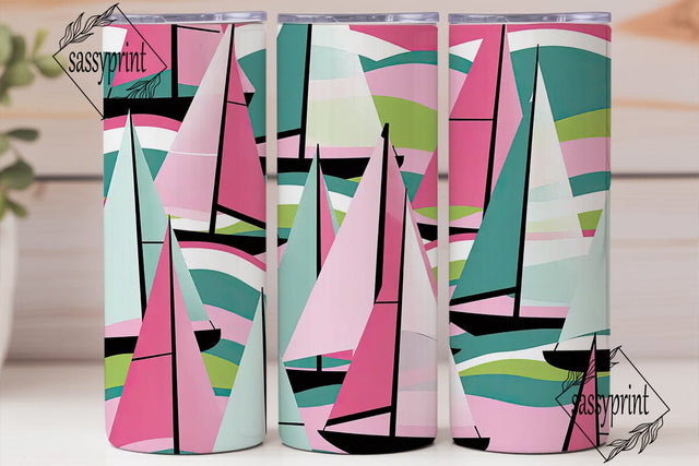 Pastel Sailboat Tumbler Wrap Sublimation sassyprint 