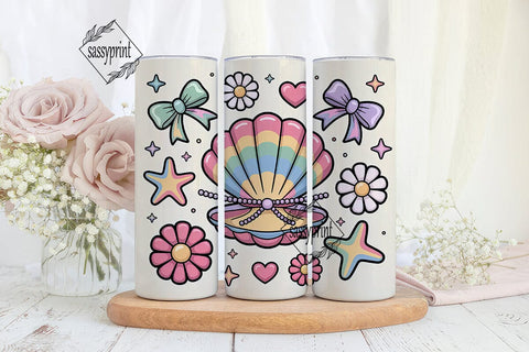 Pastel Seashell 20oz Tumbler Wrap Sublimation sassyprint 