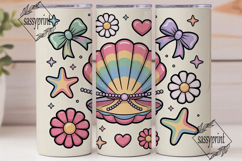 Pastel Seashell 20oz Tumbler Wrap Sublimation sassyprint 