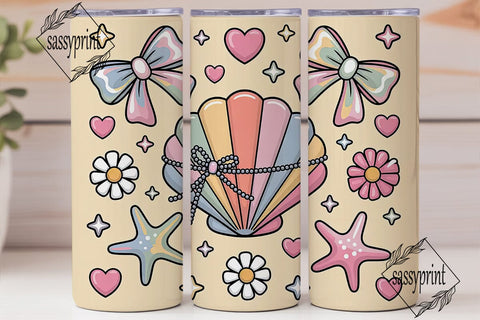 Pastel Seashell 20oz Tumbler Wrap Sublimation sassyprint 