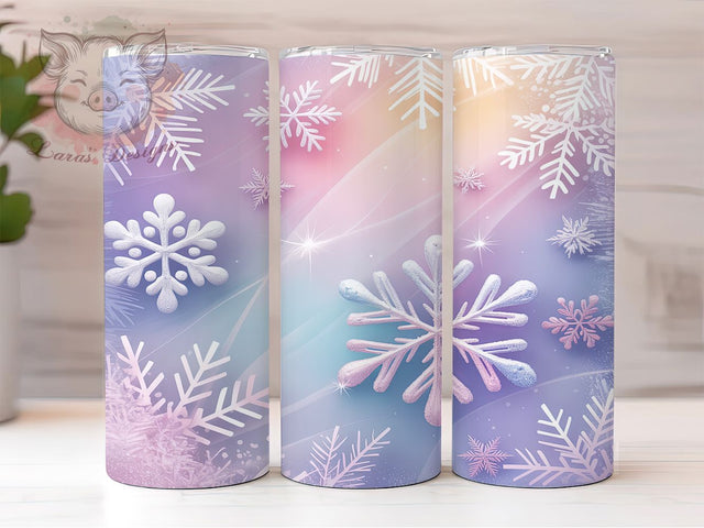 Pastel Snowflake Winter Holiday Tumbler, Soft Snowflake Sublimation Design, Festive Holiday Cup Art, 20oz Winter Tumbler, Whimsical Snowflake Mug, Stylish Seasonal Cup, Cozy Winter Wrap Sublimation Lara' s Designs 