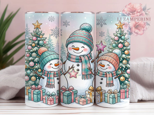 Pastel Snowman Christmas 20oz Tumbler, Pastel Snowman, Snowman Christmas, Christmas Snowman, Snowman Tumbler, 20oz Tumbler, Pastel Christmas, Tumbler Wrap Sublimation Li Zamperini 