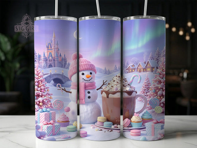 Pastel Snowman Cocoa 20oz Tumbler, Pastel Snowman Cocoa, Pastel Snowman, Snowman Cocoa, Cocoa Tumbler Wrap, 20oz Tumbler Wrap, Pastel Snowman PNG, Cocoa Tumbler PNG Sublimation SvggirlplusArt 