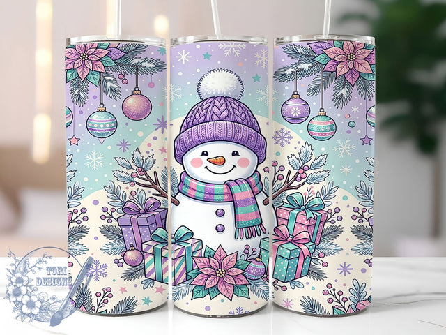 Pastel Snowman Winter 20oz Tumbler, Pastel Snowman, Snowman Winter, Snowman Tumbler, 20oz Tumbler, Pastel Winter, Winter Tumbler, Tumbler Wrap Sublimation ToriDesigns 