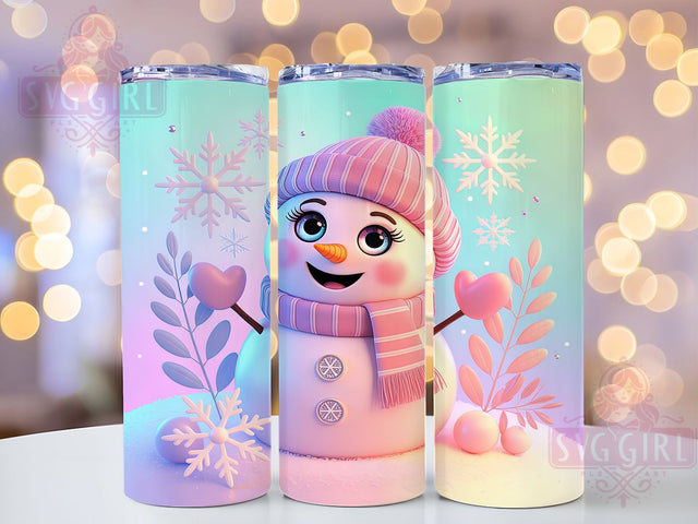 Pastel Snowman Winter Tumbler, Pastel Christmas, Winter Snowflake Art, 20Oz Sublimation, Cute Snowman Design, Pastel Holiday Wrap, Winter Printable Sublimation SvggirlplusArt 