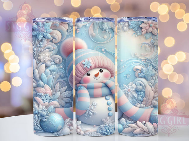 Pastel Snowman Winter Tumbler, Pastel Christmas, Winter Snowflake Art, 20Oz Sublimation, Cute Snowman Design, Pastel Holiday Wrap, Winter Printable Sublimation SvggirlplusArt 