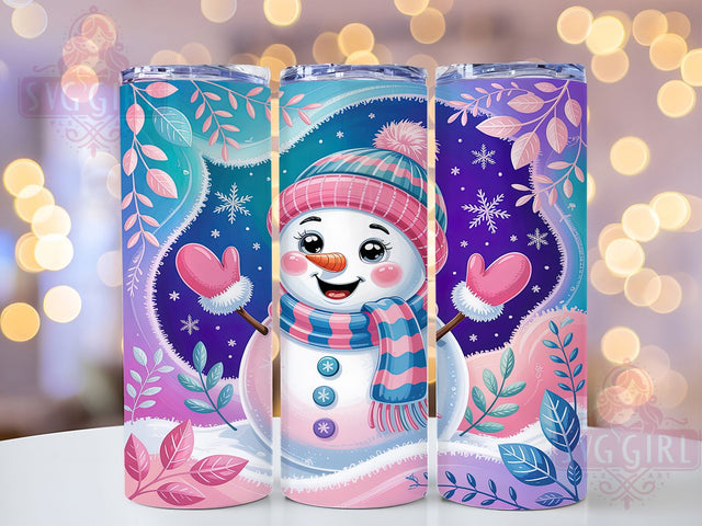 Pastel Snowman Winter Tumbler, Pastel Christmas, Winter Snowflake Art, 20Oz Sublimation, Cute Snowman Design, Pastel Holiday Wrap, Winter Printable Sublimation SvggirlplusArt 