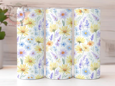 Pastel Soft Wildflower Tumbler, Seamless Floral Pattern, Soft Blossom Design, 20Oz Sublimation Wrap, Gentle Flower Art, Light Pastel Texture, Tumbler Sublimation Sublimation Lara' s Designs 