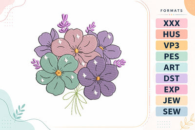 Pastel Sparkle Floral Bouquet Embroidery Design Embroidery/Applique DESIGNS sg embroidery 
