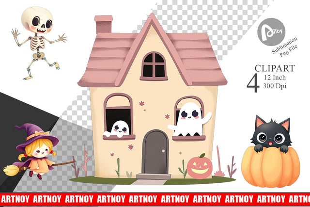 Pastel Spook Parade Clipart Sublimation artnoy 