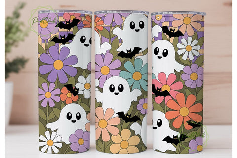 Pastel Spooky Flower Patch Tumbler Wrap Sublimation PixelChick 