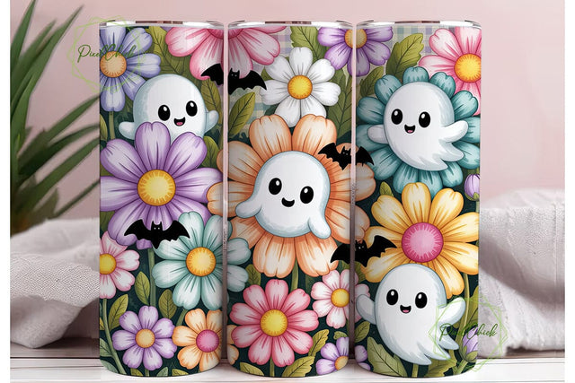 Pastel Spooky Flower Patch Tumbler Wrap Sublimation PixelChick 